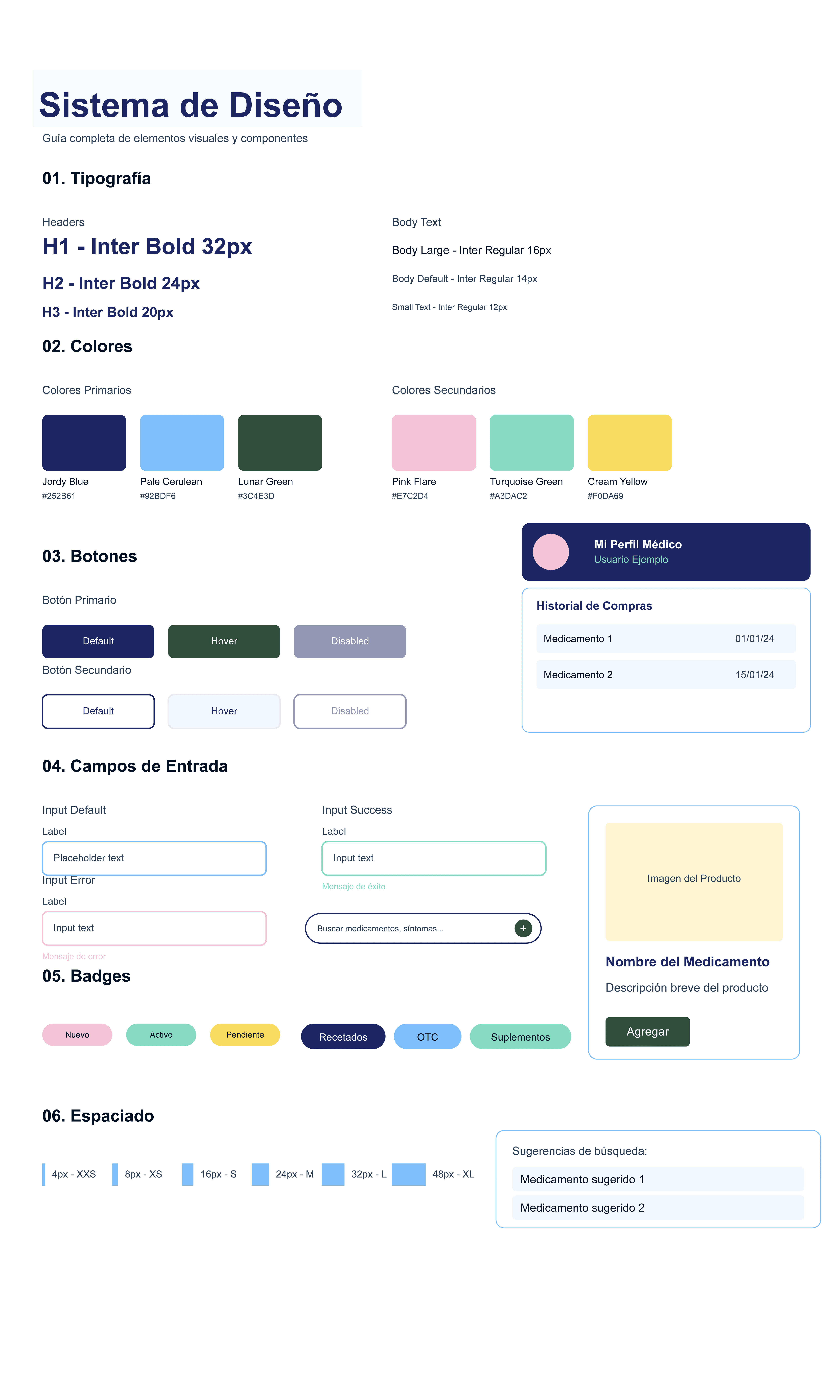 sistema-diseno-ui-componentes-ecommerce-medimarket Sistema de diseño del ecommerce pagina web Medimarket con componentes UI, paleta de colores tipografía y estados implementados con Tailwind CSS